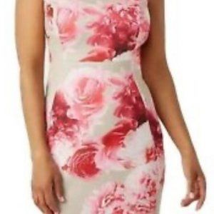 New Calvin Klein Rose Floral Scuba Sheath Dress